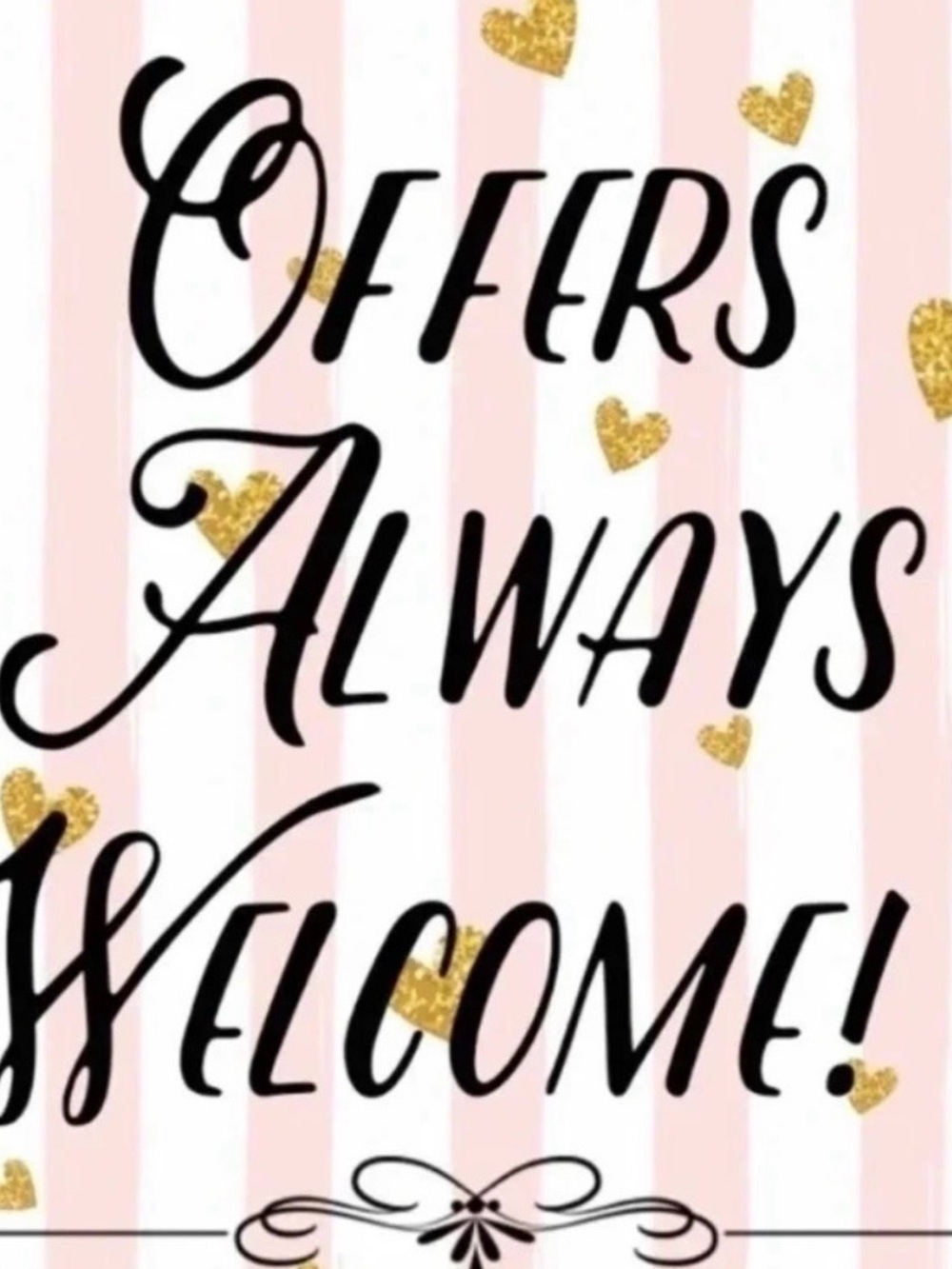 Minimalist 'All Offers Are Welcome' Text Print - Black on White